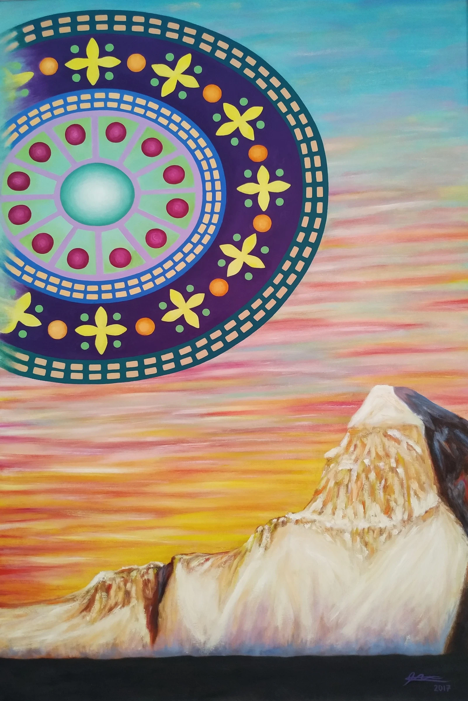 Obra pictórica «Montaña & crop circle» de Giovanna Mosquera