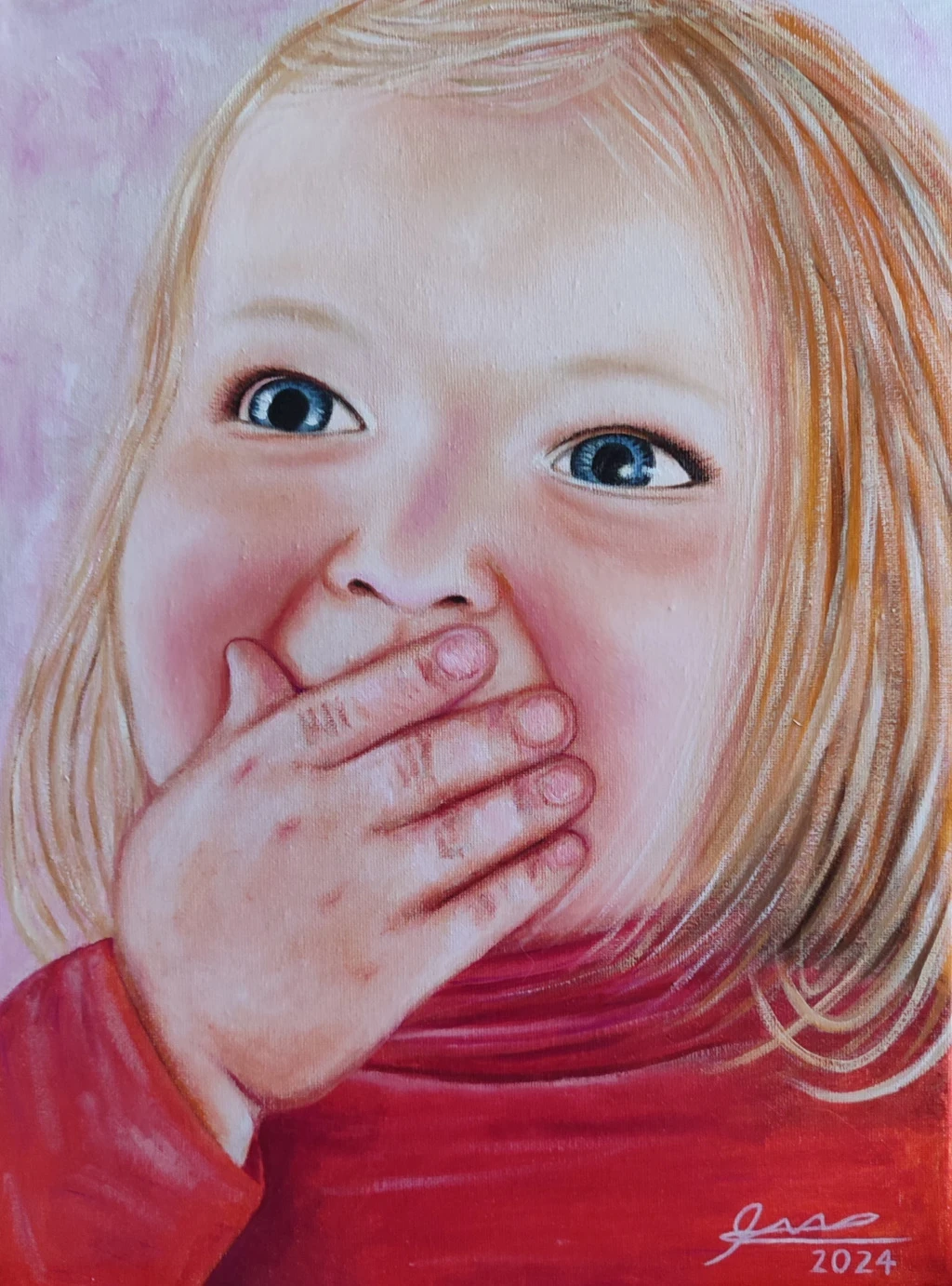 Obra pictórica «Niña upps» de Giovanna Mosquera