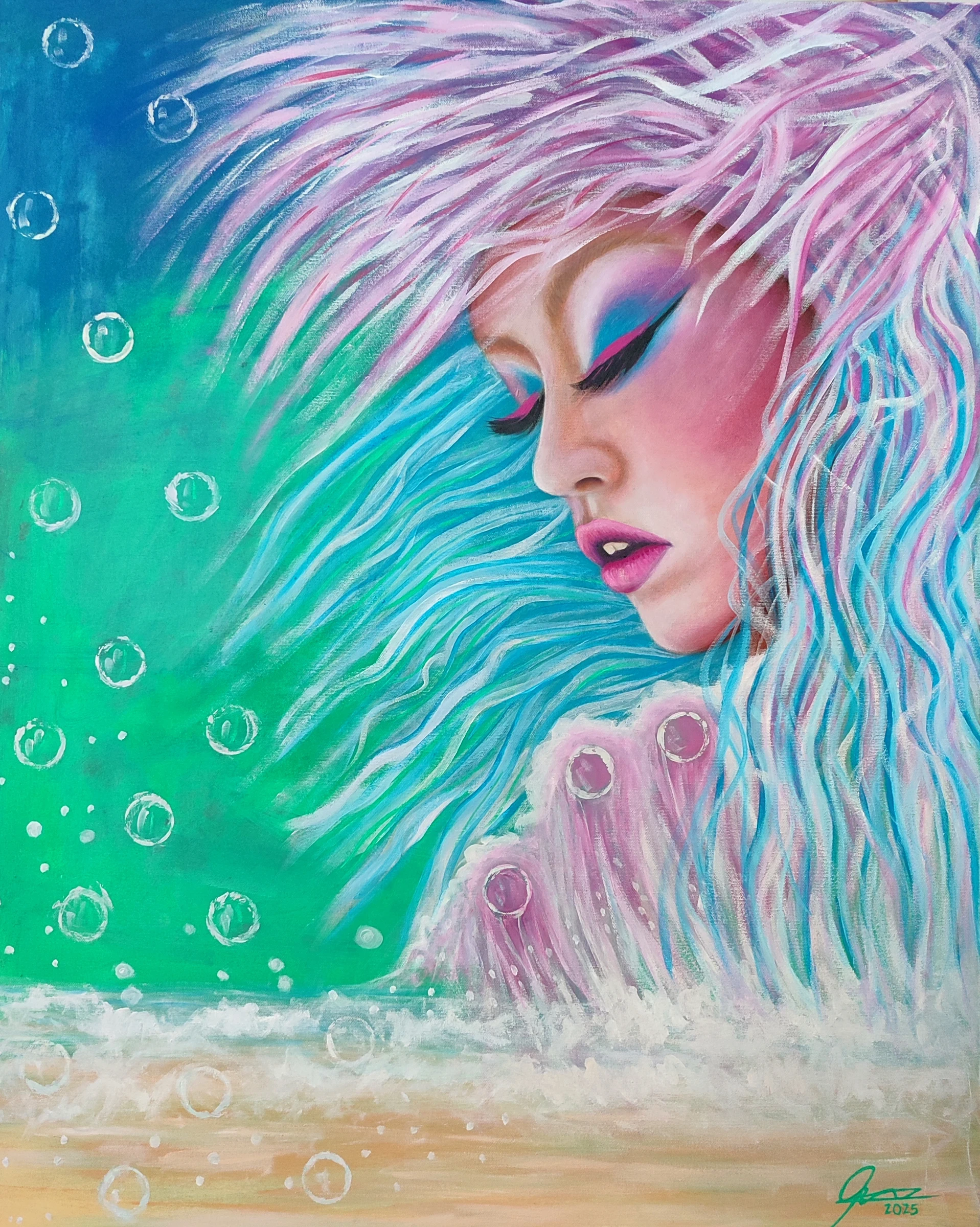 Obra pictórica «Ninfa de mar» de Giovanna Mosquera