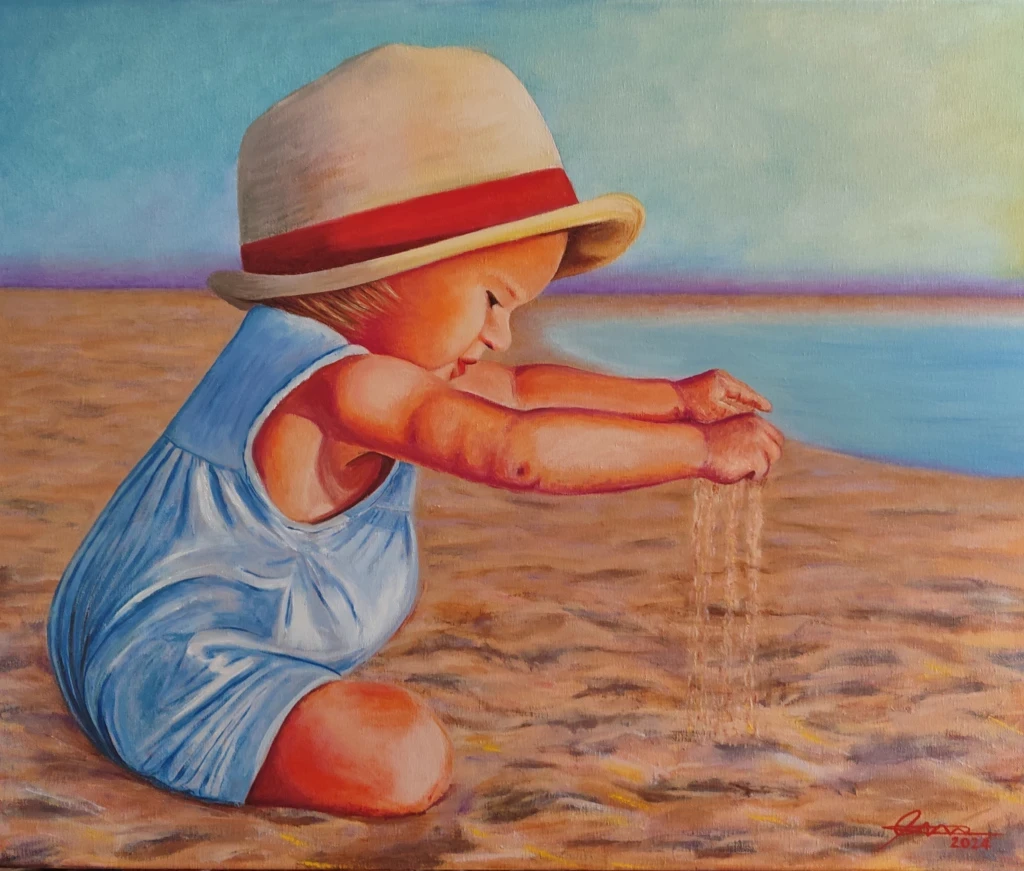 Obra pictórica «Niño arena» de Giovanna Mosquera